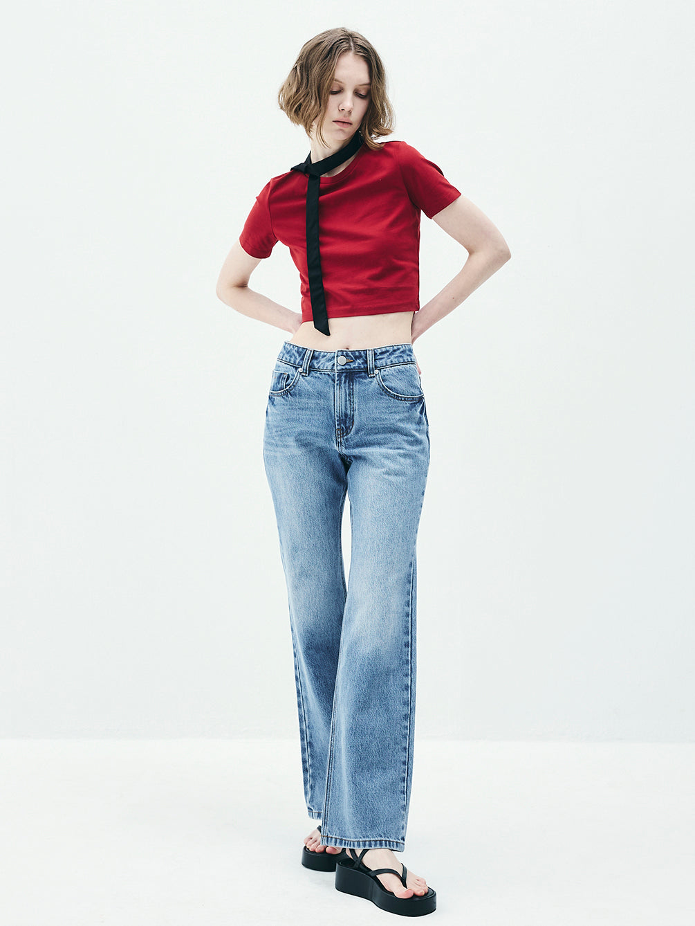 RAS5006 Similar Semi Bootcut Denim Pants (UNISEX)