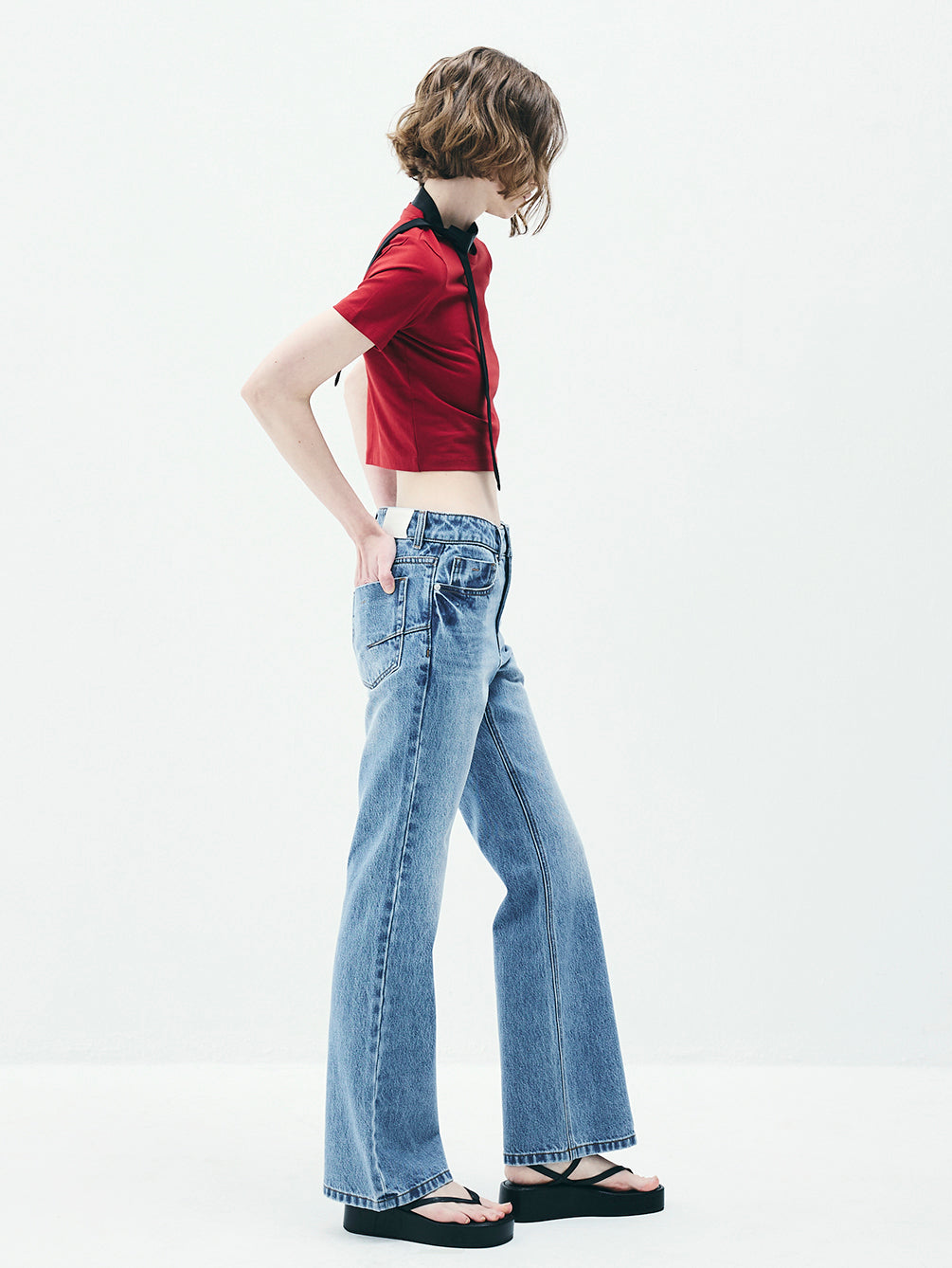 RAS5006 Similar Semi Bootcut Denim Pants (UNISEX)
