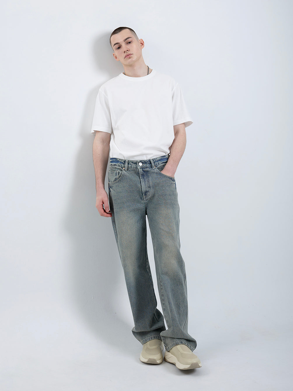 RD801 RELAXED STRAIGHT DENIM PANTS