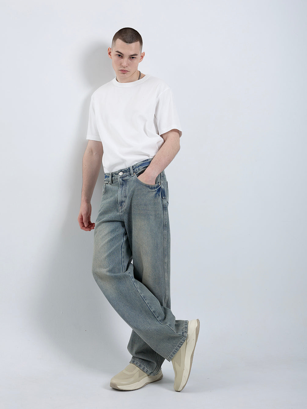 RD801 RELAXED STRAIGHT DENIM PANTS