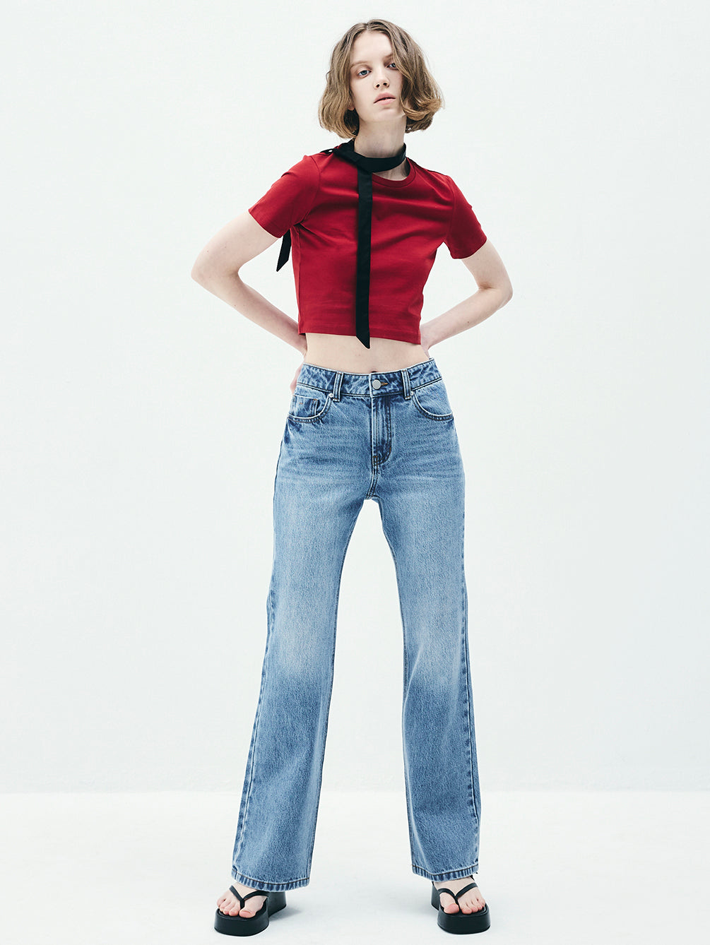 RAS5006 Similar Semi Bootcut Denim Pants (UNISEX)
