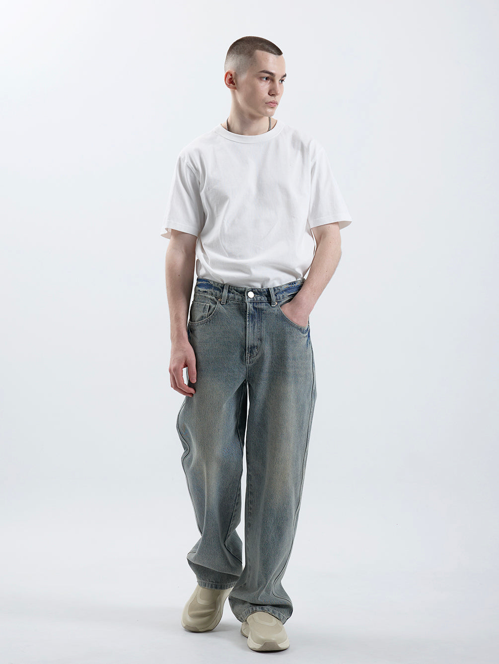 RD801 RELAXED STRAIGHT DENIM PANTS